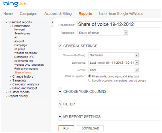 Bing Ads_Share of Voice Report